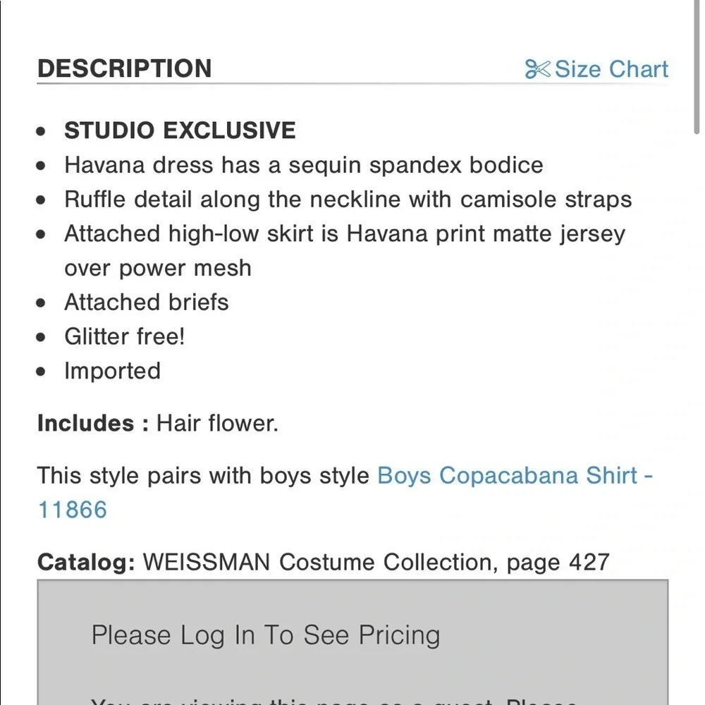 Copacabana 11867 dance Weissman costume Medium